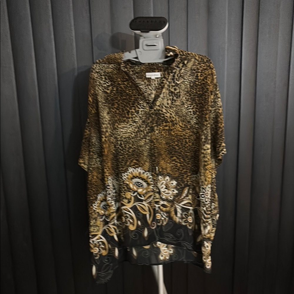 Fashion Bug Leopard Print Blouse - Brown and Black